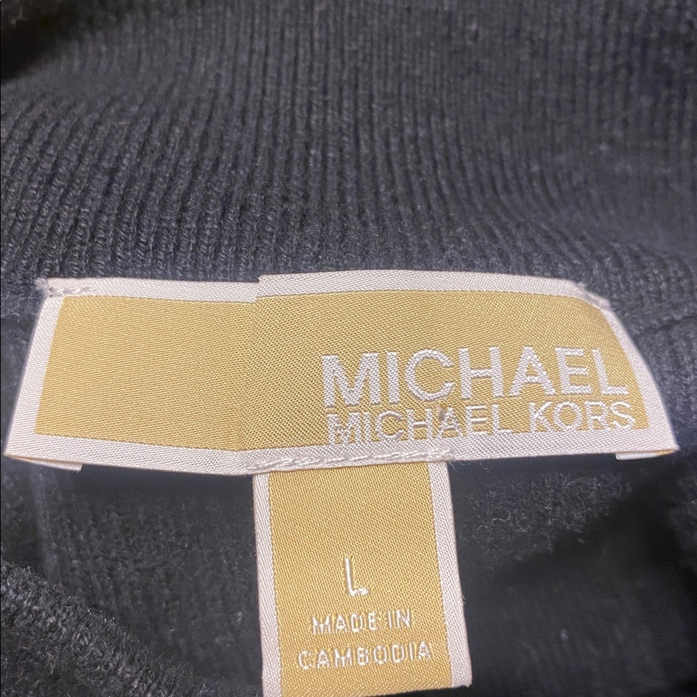EUC MICHAEL KORS Cut Out Gold Hardware Logo Sleeveless Sweater L - Picture 4 of 7